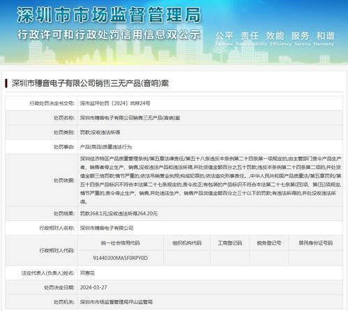 深圳市穗音电子有限公司销售三无产品 音响 案